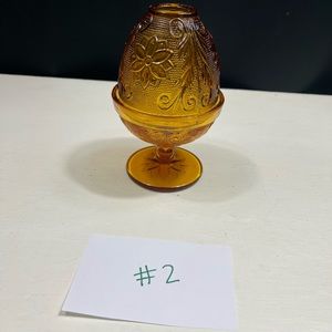 Vintage Indiana Glass Tiara Amber Fairy Lamp / Fairy Light -#2